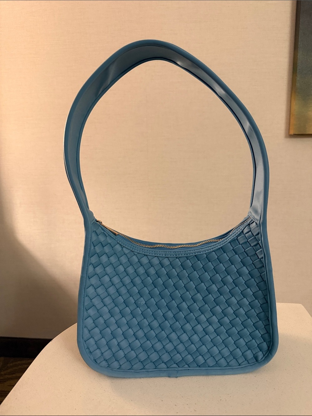 by Anthropologie Blue Woven Shoulder Bag Baguette Purse New